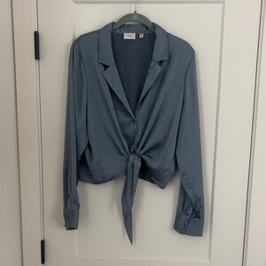 Aritzia Wilfred Blue Button-Up Blouse XL